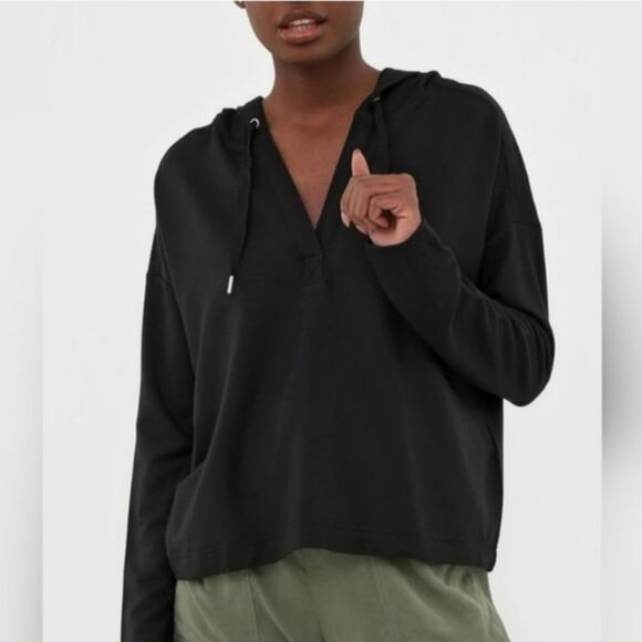 Banana Republic Baby Terry Hoodie Army Green Pullover Sweatshirt Top Size L - Picture 1 of 10